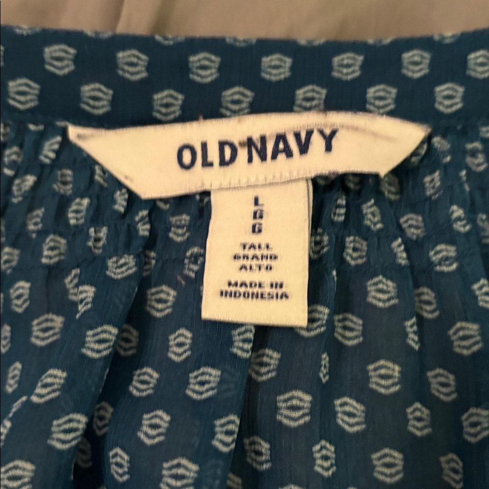 Old Navy Teal Patterned Blouse - Picture 4 of 6